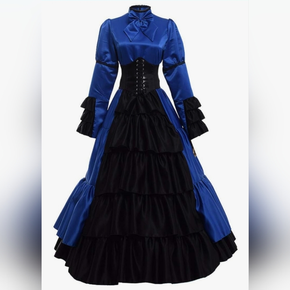 GRACEART Women Gothic Victorian Rococo Dress Costume Blue M
